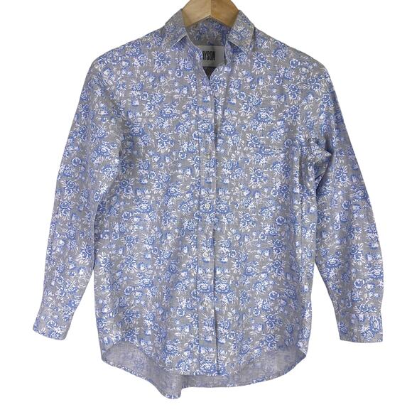 Grayson The Hero Button Up Shirt Womens XS / 1  Blue Gray Floral Cottagecore - Picture 1 of 9